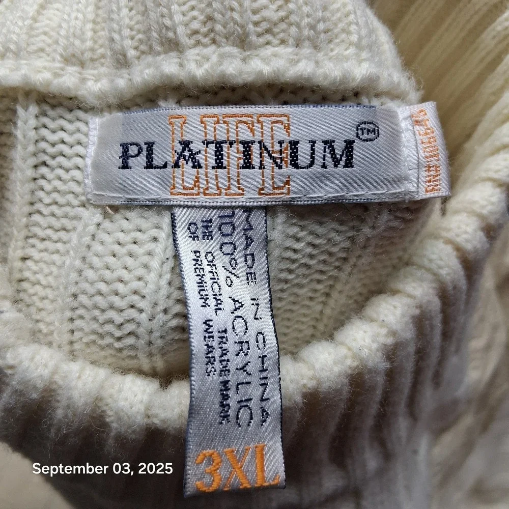 VTG Y2K 90s Platinum Life‎ Bare Fox Biggie Sweater Size 3XL White